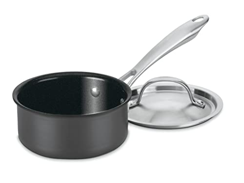 Black/Stainless Hard-Anodized Nonstick 1-Quart Saucepan with Cover R19951