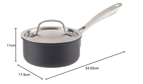 Black/Stainless Hard-Anodized Nonstick 1-Quart Saucepan with Cover R19951
