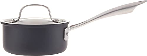 Black/Stainless Hard-Anodized Nonstick 1-Quart Saucepan with Cover R19951
