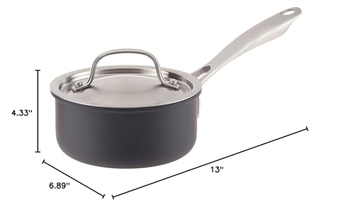 Black/Stainless Hard-Anodized Nonstick 1-Quart Saucepan with Cover R19951