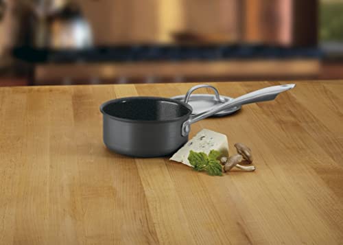 Black/Stainless Hard-Anodized Nonstick 1-Quart Saucepan with Cover R19951